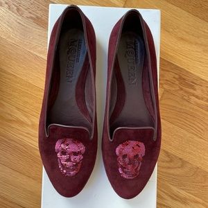 Alexander McQueen velour skull sequined flats